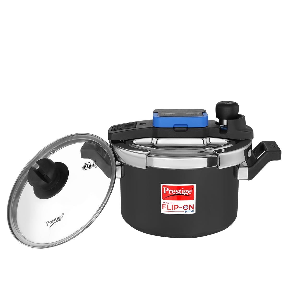 Prestige Svachh Flip-On Mini Hard Anodised Spillage Control Outer Lid Pressure Cooker with Glass Lid, 3 Litre (Black), 3 Liter-image-11