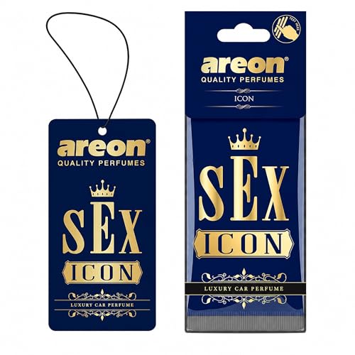 Image of AREON VIP Hanging Car Air Freshener Pack of 3 - Premium Car Perfume with Natural Fragrances, Stylish Hanging Cards Long Lasting Auto Air Freshener for Car, Home, Office & Vehicle Interior - SEX ICON
