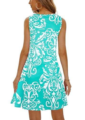Image of Summer Dresses for Women 2026 Casual Sundresses Beach Cover Ups Sleeveless Tshirt Swing Dress with Pockets