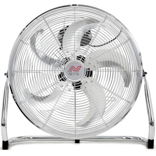 NETTA Gym Floor Standing Fan – 18' with 5 Blades – 3 Speed Settings and Tilt Option, Powerful...