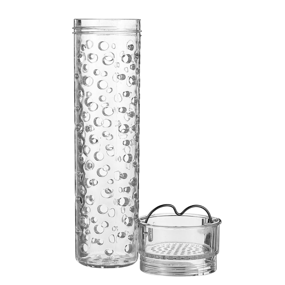 Trinkflasche isoliert mit Fruchteinsatz 1L, Isolierflasche Edelstahl, auslaufsicher, für Wasser mit Geschmack, Kohlensäure geeignet, spülmaschinenfest (Frucht Bundle Schwarz)