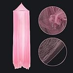 Mosquito Net Round Lace Curtain Dome Bed Canopy Netting for Single to King Size Beds,Camping (Light Pink) - Image 3