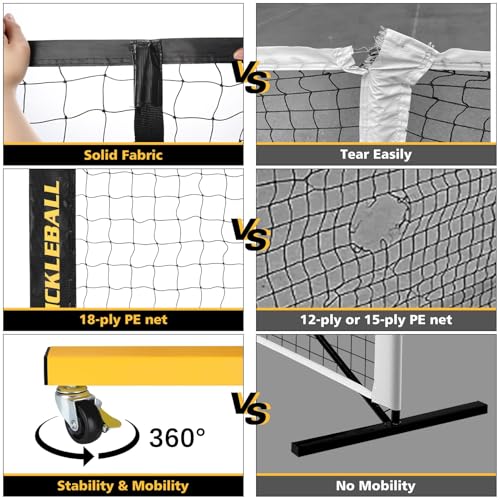 Fostoy Portable Pickleball Net Set with Wheels, 22 FT & Half Court 11 FT - image 5