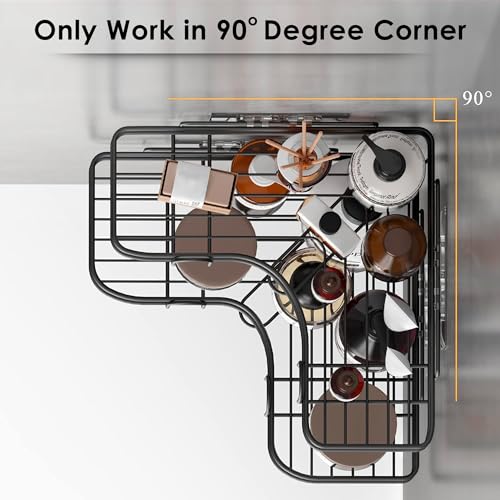 Image of Bathroom Shelf Organizer with Magic Stickers | Self-Adhesive | L-Shape Corner Shower Caddy -Sleek Black Powder Coated- Ideal for Kitchen Essentials and Bathroom Accessories | Pack of 2