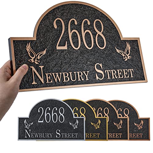 Reflective Address Plaque Wall Mounted - Persoanlized House Number Plaque Sign,Address House Numbers For Outside,House,Garden,Apartment,Street,Garage,Drive Way Clear & Fade Resistance 13" X 8''(Soaring Eagles) #TOP6