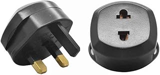 (Pack of 2) Power Adapter Socket Converter EU to UK - Europe 2-Pin to 3-Pin UK - 13A/5A- Fuse - Travel Plug Socket Power Accessories (13A-Fuse)