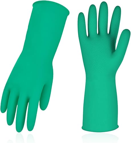 Vgo... 10 pares de guantes reutilizables para el hogar, guantes de goma para lavar platos, extra gruesos, mangas largas, limpieza de cocina,