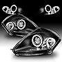 AmeriLite Black LED Dual Halo Projector Replacement Headlights Set for 00-05 Mitsubihi Eclipse - Passenger and Driver Side