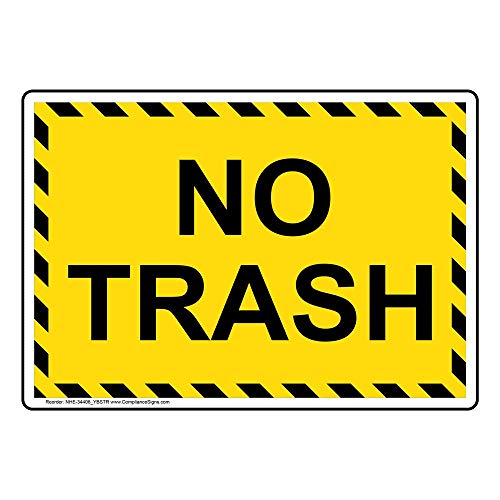 ComplianceSigns.com No Trash Label Decal, 7x5 inch Vinyl for Recycling/Trash/Conserve