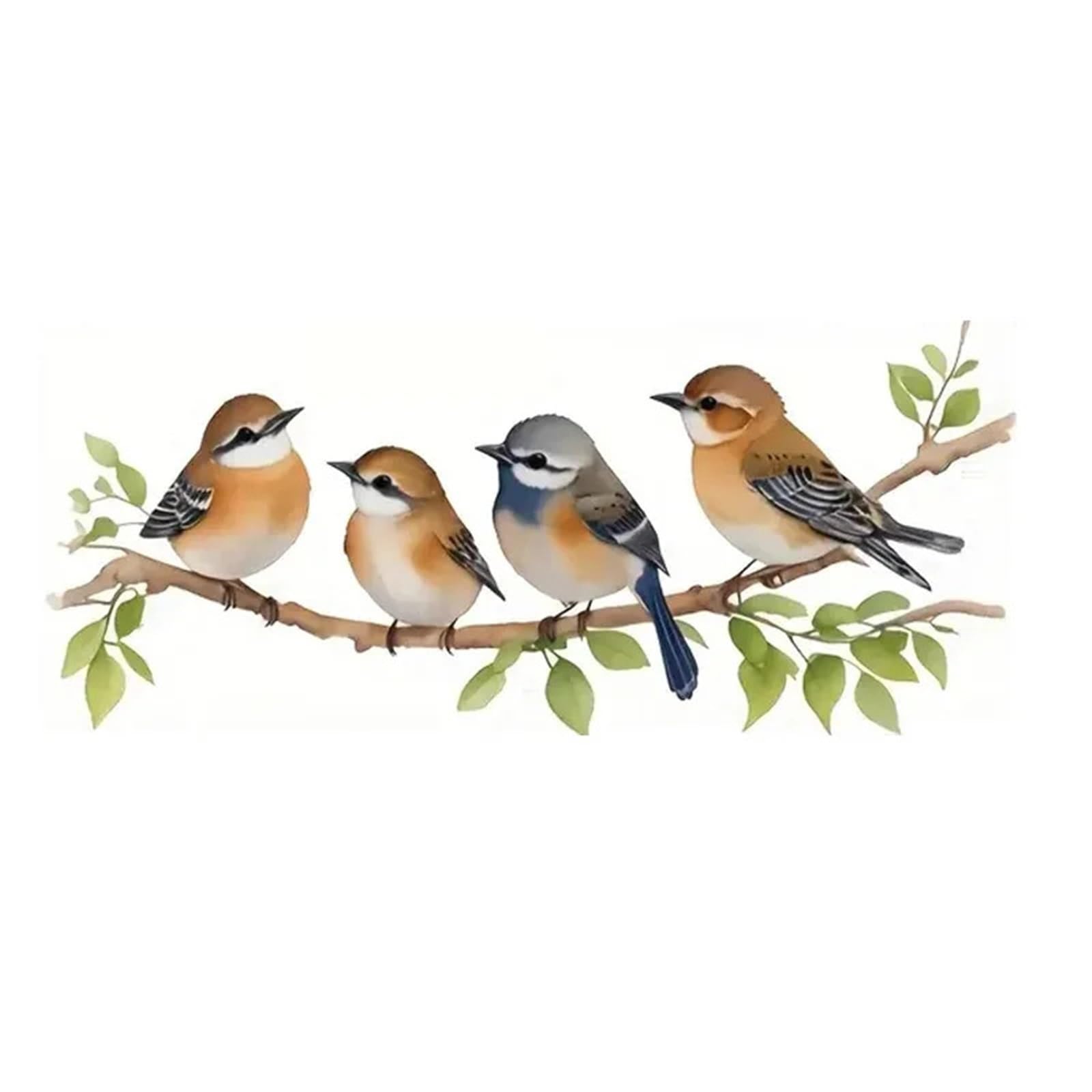 MKYYIOED Bird Wall Art Four Little Birds Standing On A Branch Wall Sticker Suitable For Living Room, Bedroom, Study Background(20cm-Longest side)