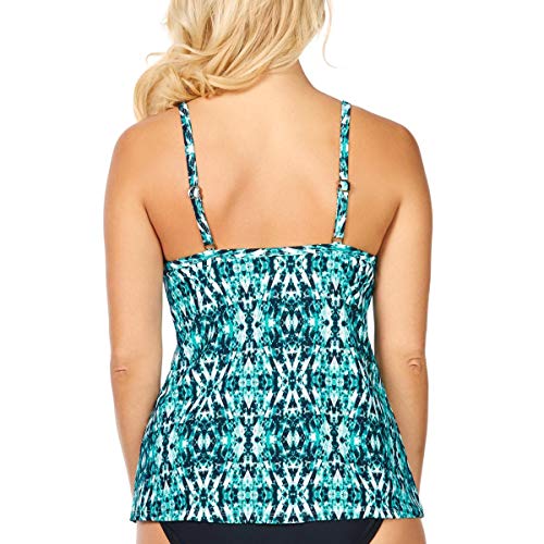 Island Escape Tanquíni feminino Zuma Beach Escorpião estampado com aro preto Multi, Preto, 8