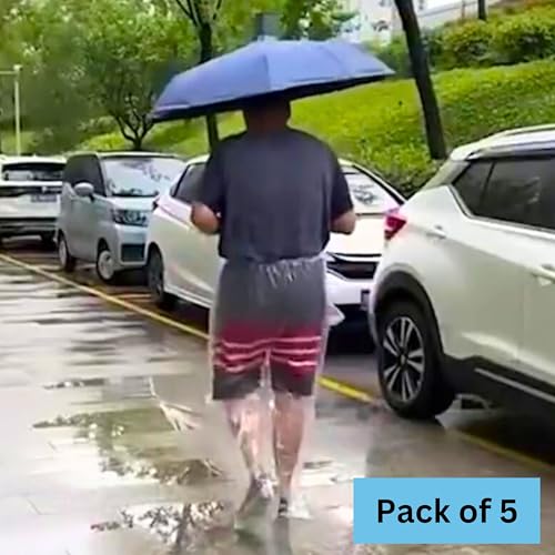 Image of Disposable Rain Pants 5 PCS, Waterproof Plastic Pants Clear with Shoes Cover Outdoor Emergency for Men Women Unisex