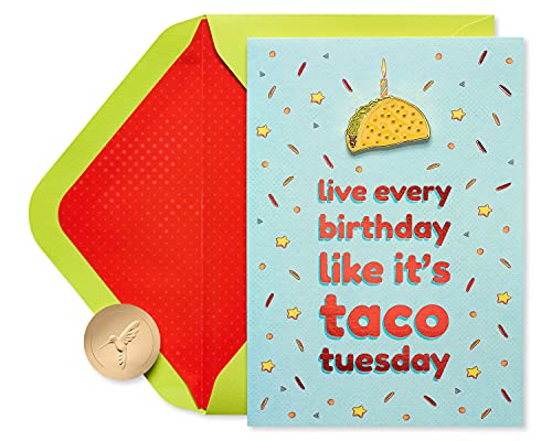 Tarjeta de cumpleaños para él Papyrus estilo divertido Taco Pin para felicitaciones de gala