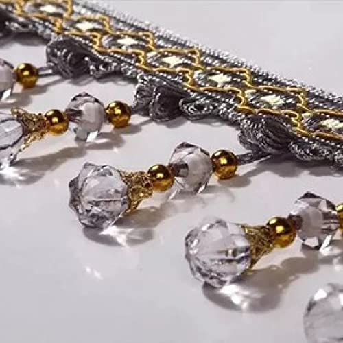 12 Yards Curtain Trim Hanging Crystal Beads Tassel Fringe Lampshades Decorative Braid Trim Home Decor Sewing Crafts #TOP1