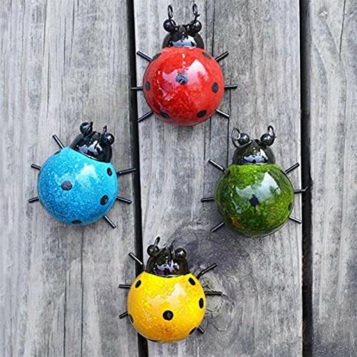 Sculpture métal ladybug jaune figurine suspendue résistante aux intempéries - 3
