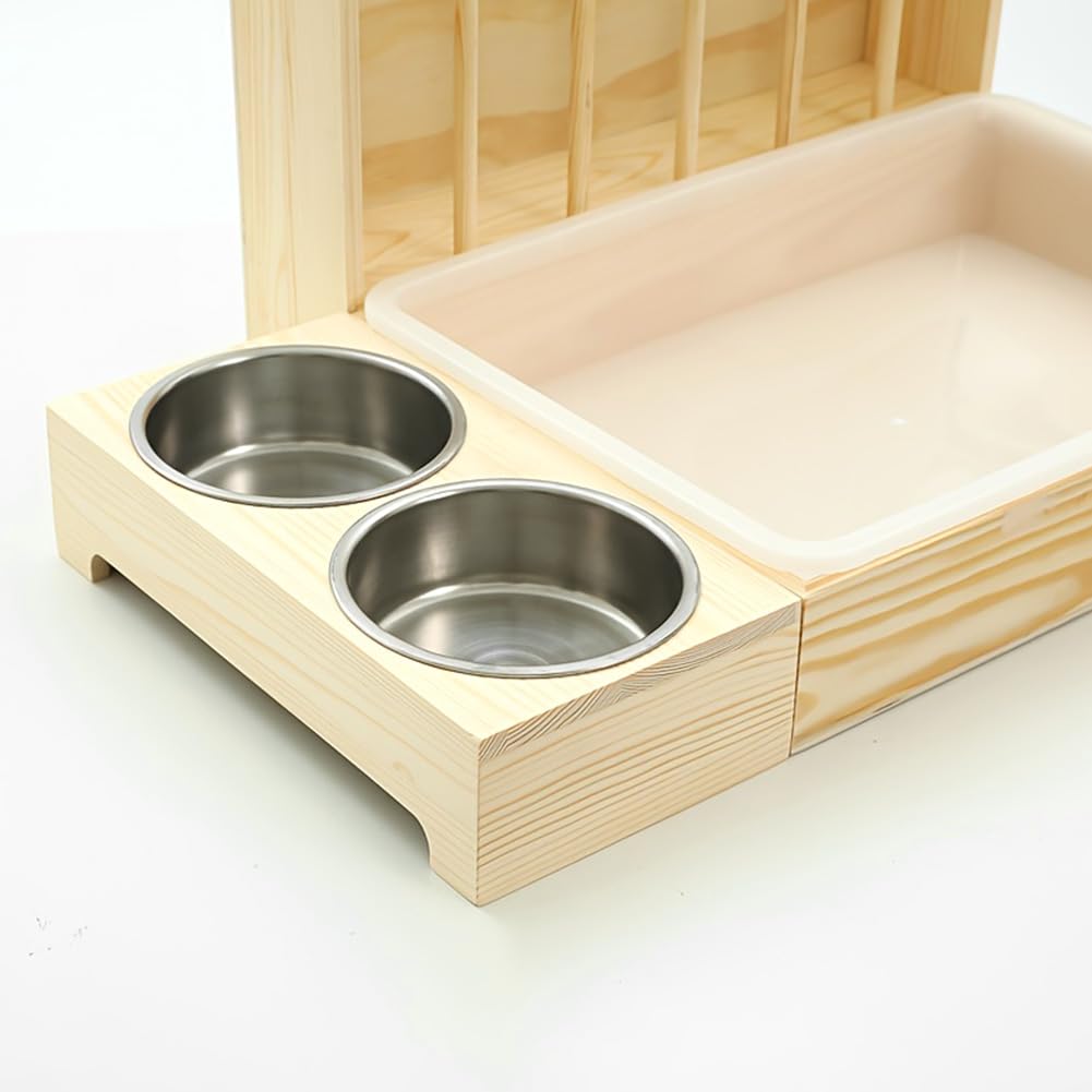 Bevande per unghie in legno Ruggine di fieno per conigli porcellini d'India Grande Capacità Mangiatoia Multifunzionale in Legno