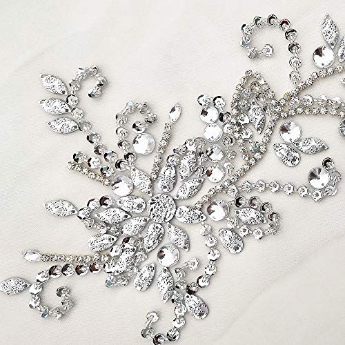 17x38cm Sew on Sequin Rhinestones Belt Crystal Appliques Designs Sewing Patch for DIY Costume Dress (Silver) by succi shan - Used condition - Image 5