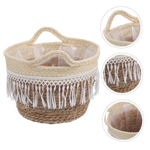 Panier à fleurs tressé en coton avec doublure PE pour décoration de table - 7