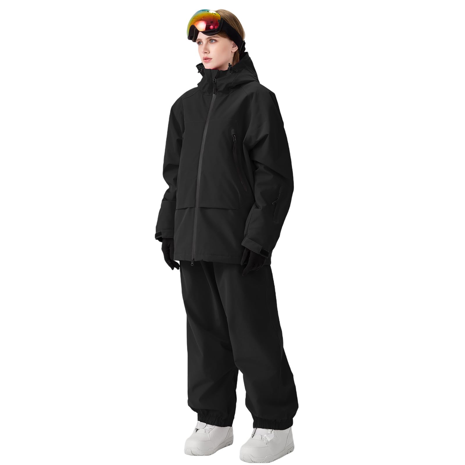 Herren Damen Skijacke & Skihose Set Skianzug 2 teilig Schneeanzug Wassersäule Schneejacke Atmungsaktiv Trägern Winddichte Schneehose zum Skifahren Snowboarden
