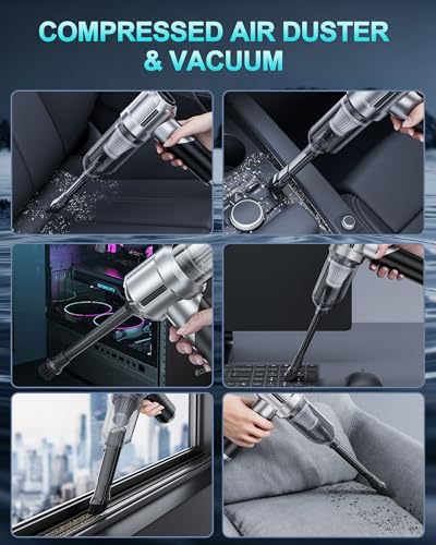 Image of houscly Portable Cordless Foldable 20000PA High Power Mini Vacuum Cleaner, 4-in-1 Compressed Duster & Air Blower & Pump, Hand Held Vacuum, Brushless Motor, for Car, Home, Office, Pet, Camping