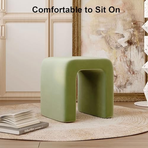 Taburete de tocador moderno para espacios pequeños con base de madera 8