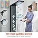 Fuz LED Shower Panel Tower System with Rainfall Waterfall Shower, Black Shower Tower with Jets and Rainfall and Handheld, 5 in 1 Stainless Steel Shower Column High Pressure with Tub Spout