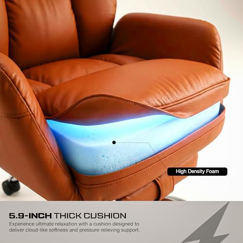 Image of DROGO Emperium Pro Ergonomic Office Chair for Work from Home 400LBS | Computer Chair for Study with High Back,Cushion Seat,Armrest, Head & Lumbar Support | Gaming Chair with Footrest & Recline(Brown)