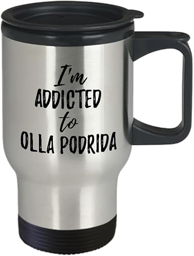 Miniatura 2 de I'm Addicted To Olla Podrida Travel Mug Funny Food Lover Gift Coffee Tea Car Commuter Insulated Lid 14 Oz