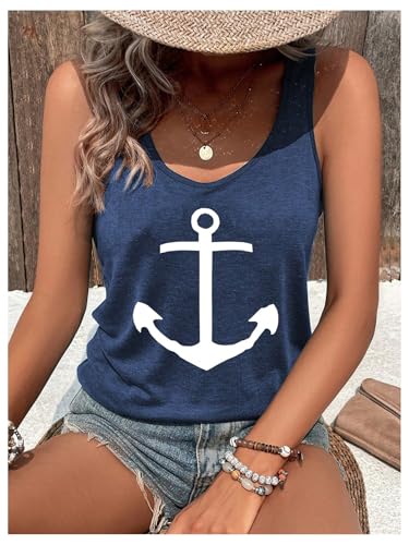 Floerns Women's Anchor Graphic Scoop Neck Tank Top Sleeveless Casual Vest Shirts3