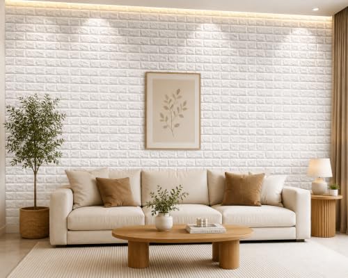 Image of Barebeauty 3D Wall Panel Wallpaper, Self Adhesive PE Foam Brick Sticker, Waterproof Peel & Stick Wall Covering for Home, Bedroom & Living Room Decor, 70 x 77 cm (Pack of 40, 232 Sq. Ft. Approx)