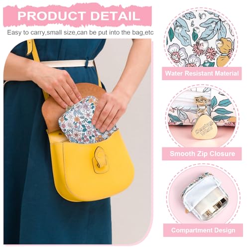 Image of Sanitary Pad Storage Bag Portable Period Bag for Teen Pads /Sanitary Napkins /Small Tampons, Sanitary Napkin Storage Bag First Period Gifts for Teen Girls (Rose Garden)
