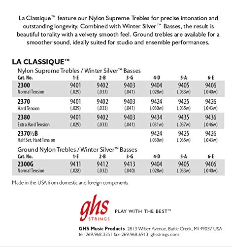 GHS 2390 La Classique Smooth Wound Supreme Classical Guitar String Set - Image 2