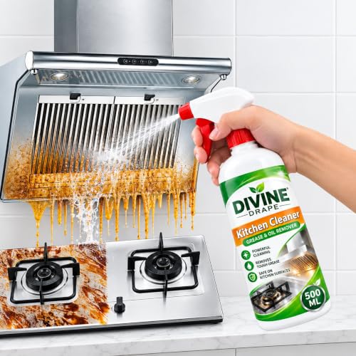 Image of Kitchen Cleaner Spray for Oil & Grease Stain Removal, 500 ml Trigger Degreaser for Gas Stove, Chimney, Sink, Grill, Exhaust Fan, Tiles and Cooking Area Surfaces