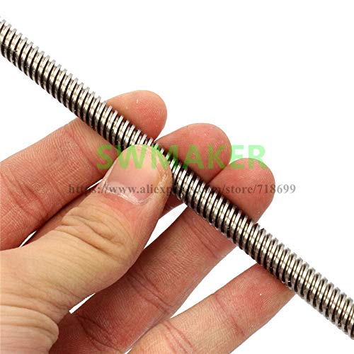 Lysee 3D Printer Parts & Accessories - 2pcs TR8 Lead Screw Dia 8MM Thread 8mm Length 300mm with TR88 White POM nut 3D priinter Parts - (Size: TR8X8)