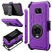 Galaxy S7 Edge Case, J.west Full-body Rugged Shock Absorbing Holster Case WITHOUT Built-in Screen Protector for Samsung Galaxy S7 Edge 5.5 inch with Rotating Kickstand Swivel Belt Clip (Purple/Black)