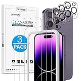 OMOTON für iPhone 14 Pro Max Panzer Schutz Glas mit Rahmen-Installationshilfe, kompatibel mit iPhone 14 Pro Max Kamera Schutzfolie, 3+3 Stück, Anti-Kratzer, Bläschenfrei, 9H Härte, HD-Klar