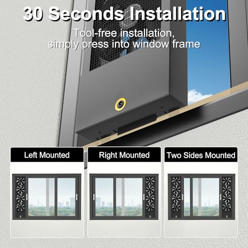 Image of 37.4-39.4 Inch Vertical Window Fan for Sliding Windows - Securely Fit Top and Bottom Frame with Variable Speeds for Large Spaces, Garages, or Smoky Areas-Exhaust Only (Black)