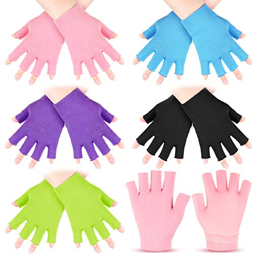 5 Pairs Moisturizing Gloves Fingerless Moisturizing Gloves Soft Moisturizing Gel Gloves for Dry Rough and Cracked Hands, Gel Spa Gloves Gel Lining Gloves for Softening Dry Cracked Hand Skin