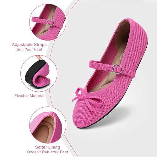 Women's Knit Flats Round Toe Flats with Ankle Strap Washable Comfortable Dressy Mary Jane Flat2