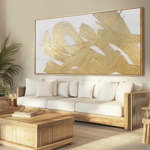 XIANSHOU White and Gold Wall Painting Neutral Wall Decor Modern Abstract Wall Art Minimalist Art 29