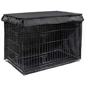   Friends-Forever-Metal-Dog-Crate-Cover-30-inch-Wire-Dog-Kennel-Cover-wLight-Blocking-Protective-Curtain-Dog-Cage-Cover-wRoller-Shades-Machine-Washable-Trucker-Black