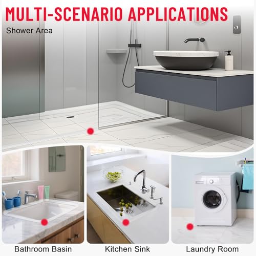 Shower Threshold Water Dam Guard - Self-Adhesive Silicone Waterproof Barrier, Leak-Proof, Flexible, Easy Installation, Customizable Length for Showers, Bathtubs, Sinks, and Countertops by Hzetuu