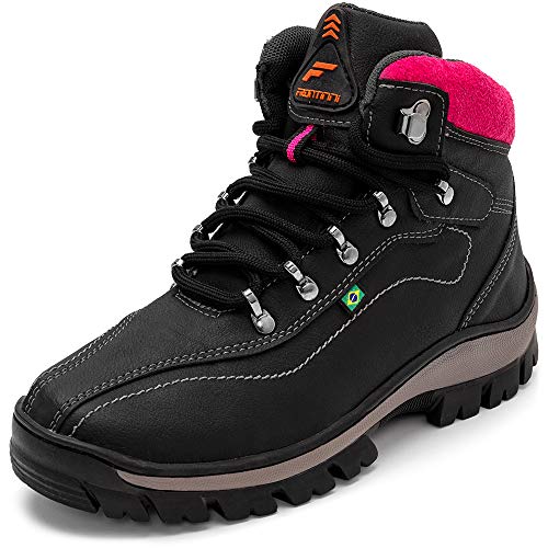 Bota Coturno Feminina (37, Preto, rosa)