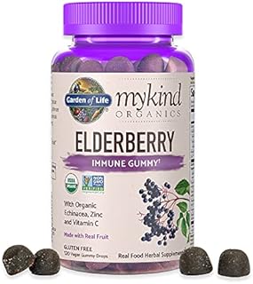 Garden of Life mykind Organics Elderberry Gummies for Adults & Kids - Immune Support Supplement with Organic Fruit, Herbal Blend, Elderberry, Echinacea, Zinc, Vitamin C, 120 Vegan Gluten Free Gummies