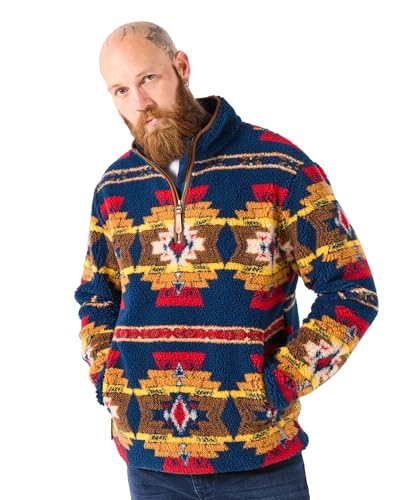 Joe Browns Men's Multi-Pattern Borg Funnel Neck Henley Shirt, Navy, M