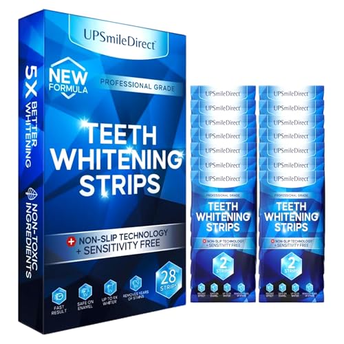 UPSmileDirect Professional Teeth Whitening Strips 14 Treatments - Peroxide Free - Non Sensitive Teeth Whitening - Pack of 28 Strips (28 Count)
