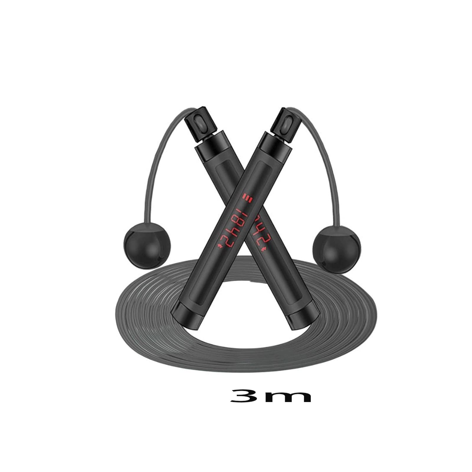Corde à sauter intelligente, analyse numérique, corde à sauter intelligente, corde à sauter à vitesse rapide avec compteur de calories pour femme (noir)