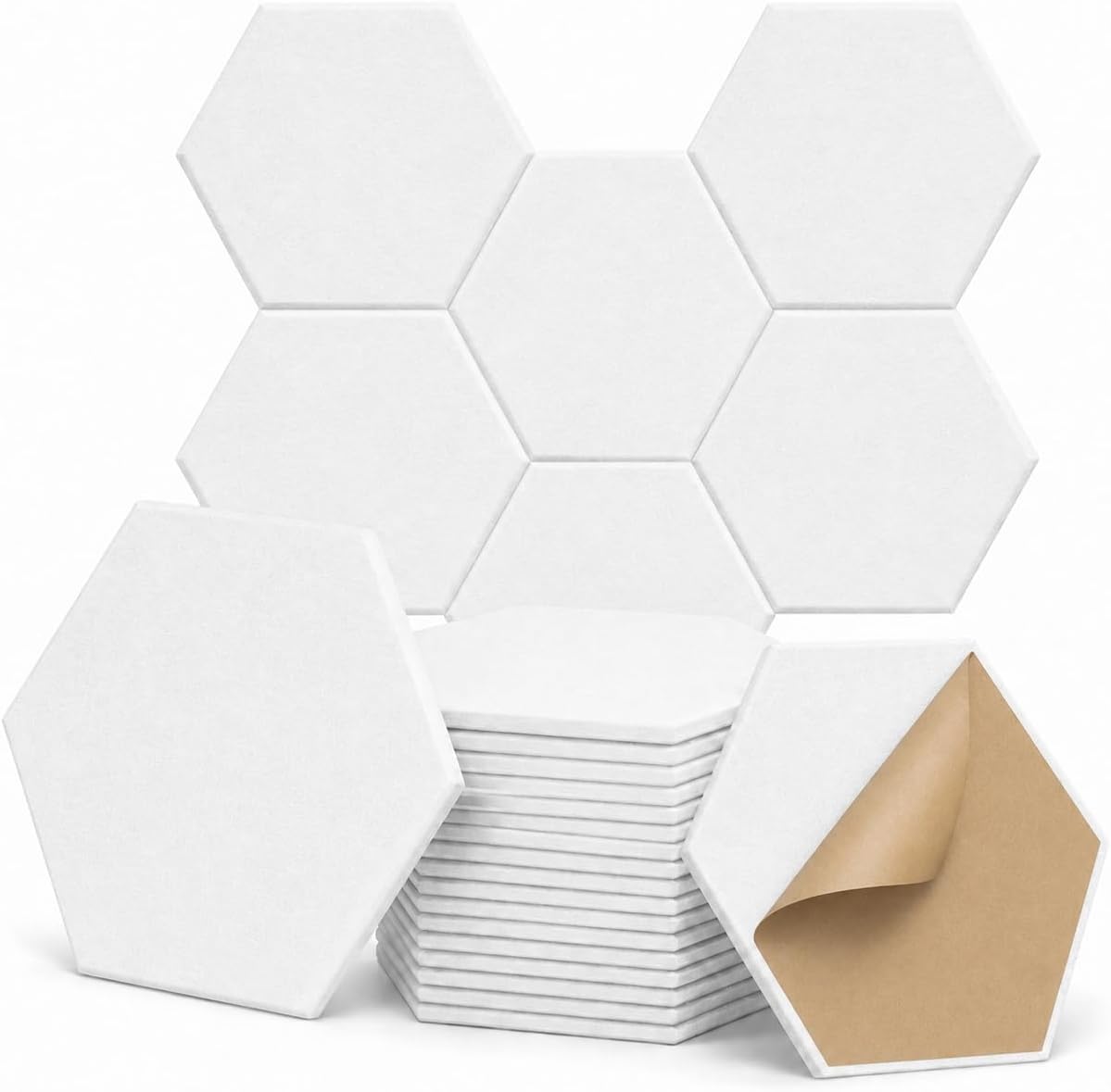 Set de 18 Paneles Acústicos Hexagonales, 11.8 x 10.2 Pulgadas, Auto adhesivos, Paneles de Poliéster de Alta Densidad para Estudio, Oficina, Podcast, Gaming miniatura 1