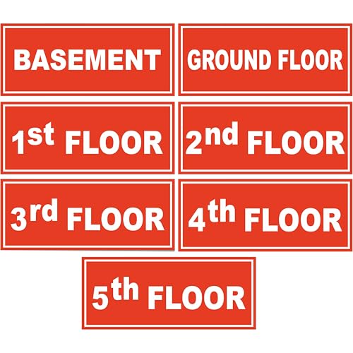 Image of ATTRACTSO - Basement to 5th Floor Sign Self Adhesive Laminated Sticker for Home, Office, Shop, Hospital, Hotel, Theatre, Restaurant - 12 inchx5 inch inch (Red)