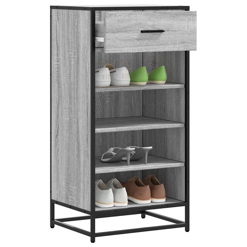 Étagère à chaussures gris Sonoma finitions bois et métal premium
